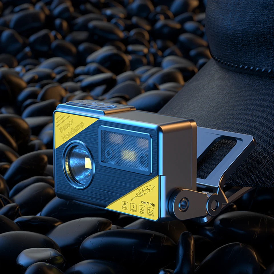 Waterproof Flashlight Light Headlight Bulbs XM-L2 U3 Sensor Led Headlamp Build-in Battery USB Rechargeable Head Cap Lamp