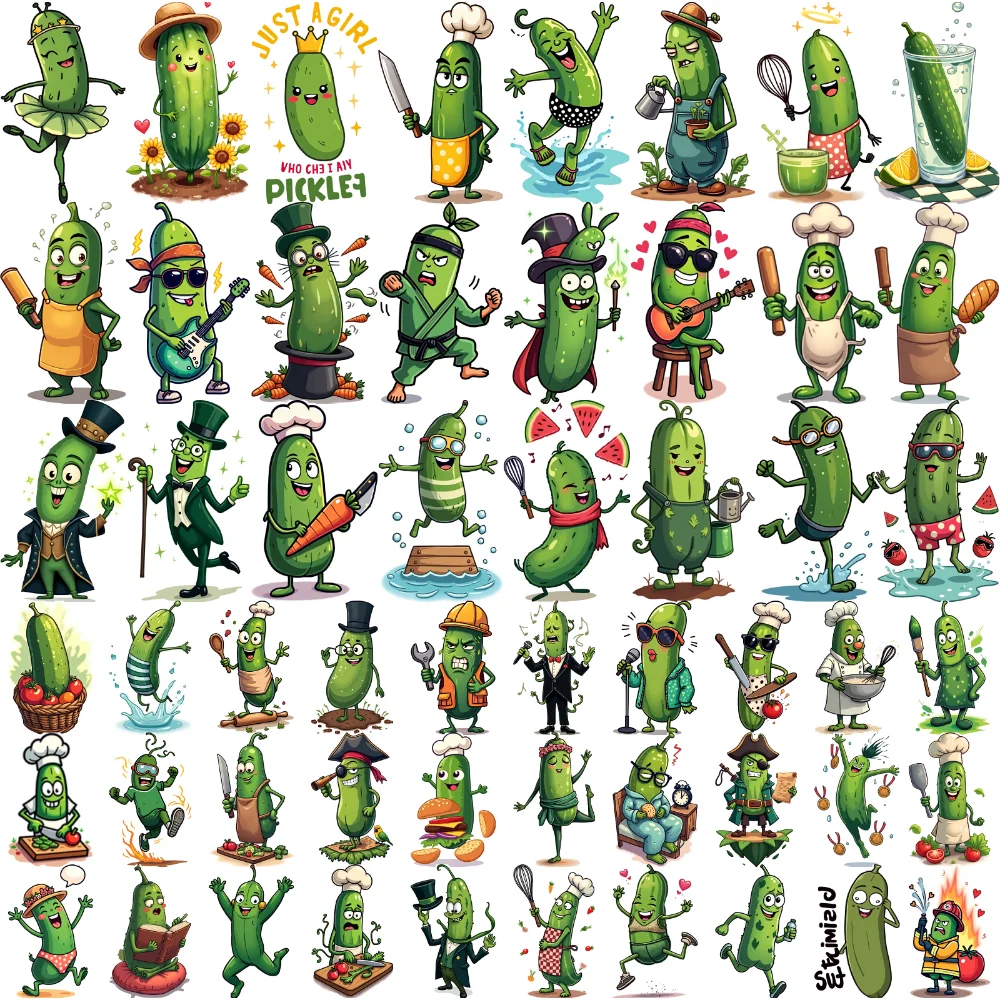 

54pcs Creative Cartoon Cucumber Temporary Tattoos For Men Women Cute Waterproof Body Art Fake Tattoo Sticker Kids Birthday Gifts