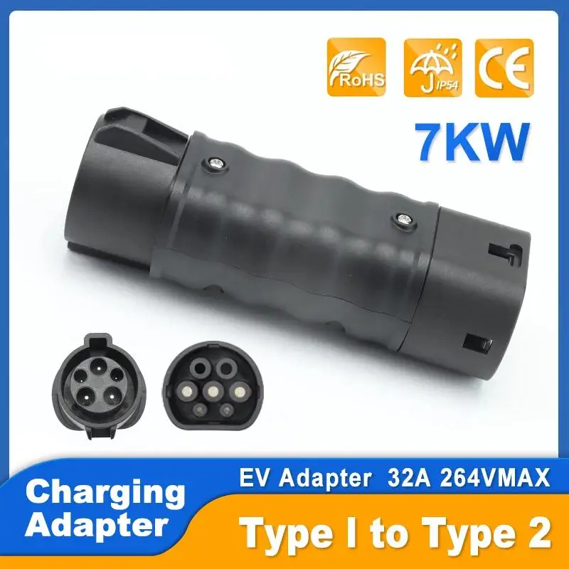 

Biaoming EV Charging Adapter Type 1 to Type 2 AC Adapter 32A EV Charger Connector J1772 to Type 2 Adapter 7kw 250v IEC 62196 car