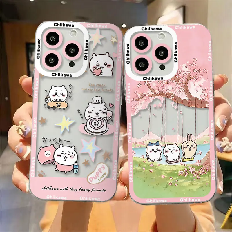 Japan comics Cute Chiikawas Phone Case For iPhone 15 14 13 12 11 Mini Pro Max X XR XSMax 6S 6 7 8 Plus SE20 Transparent Cover