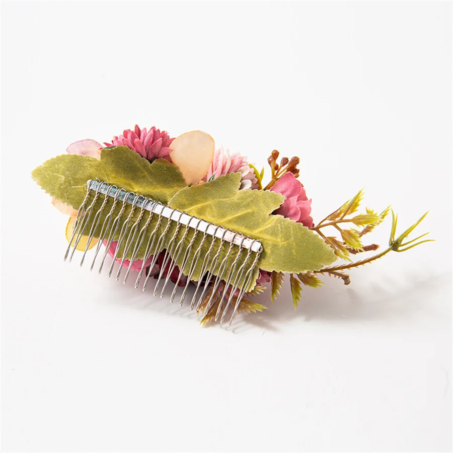 Pettini per capelli da sposa boemia matrimonio floreale donna stimolazione fiore forcine spose accessori per capelli verde pettini tornante nuovo