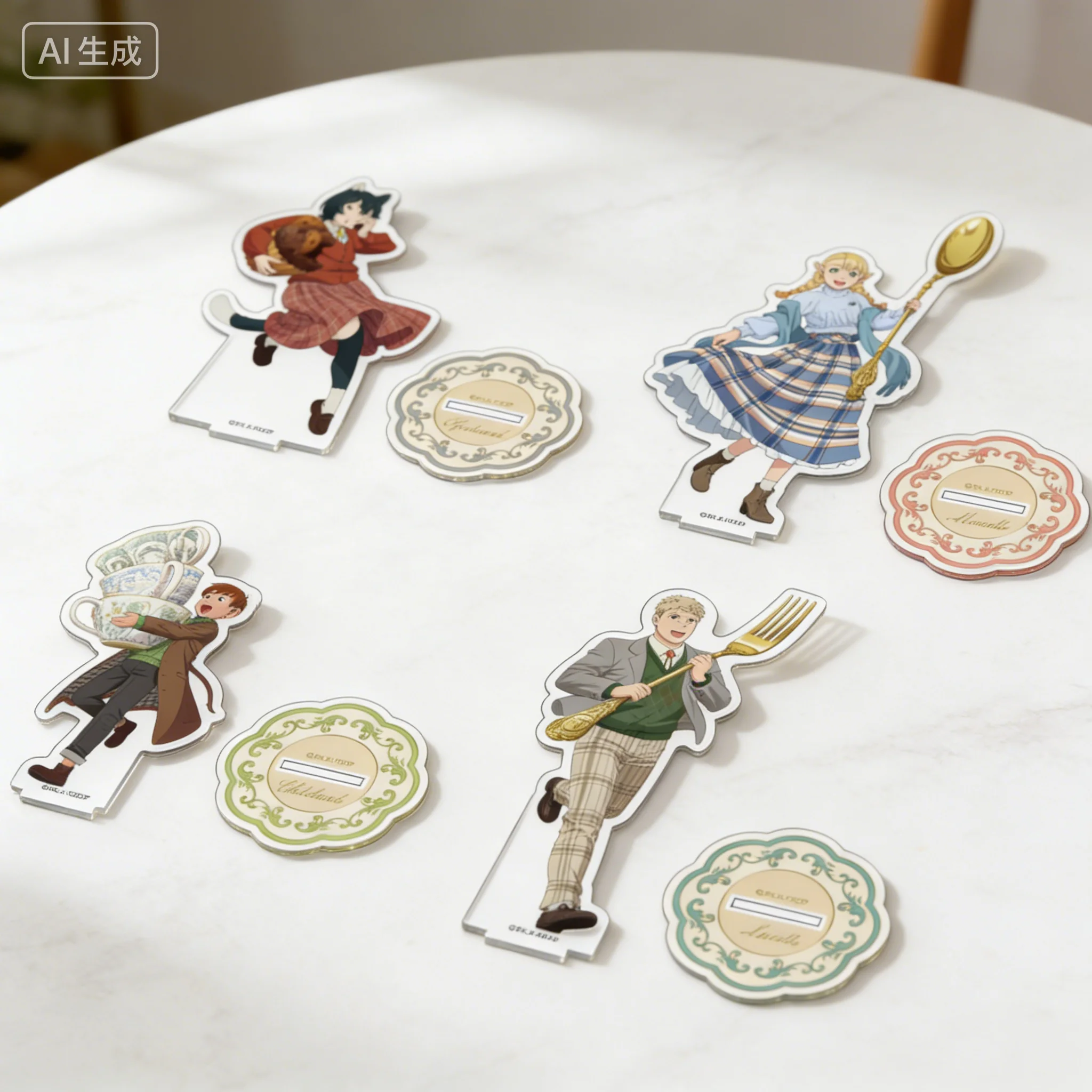Delicious in Dungeon Anime HMV POP UP Tea Party Series Human-shaped Acrylic Stand Model Plate Keychains desk decorations