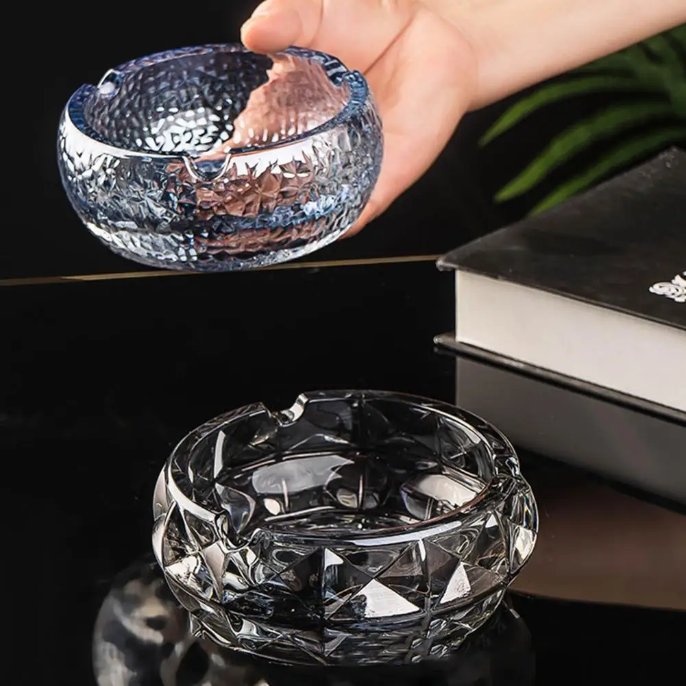 Ash Tray Nordic Style Thickened Transparent Decorative Glass Windproof Living Room Anti-flying Ashtray Household Supplies