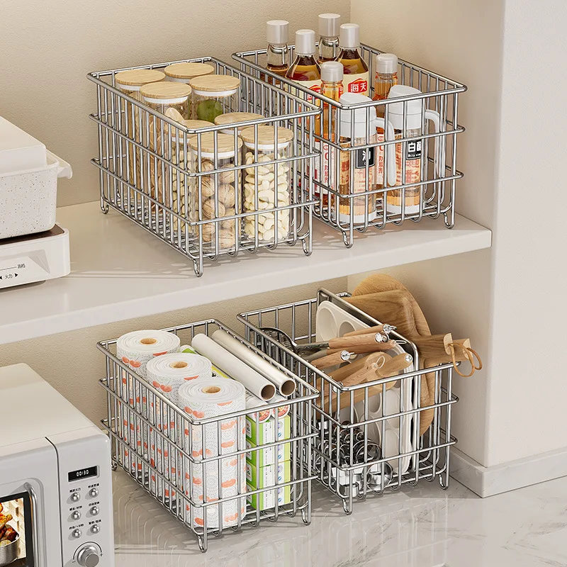 304 Stainless Steel Storage Basket Snacks Miscellaneousitems Sorting Basket Bathroom Kitchen Organization Basket