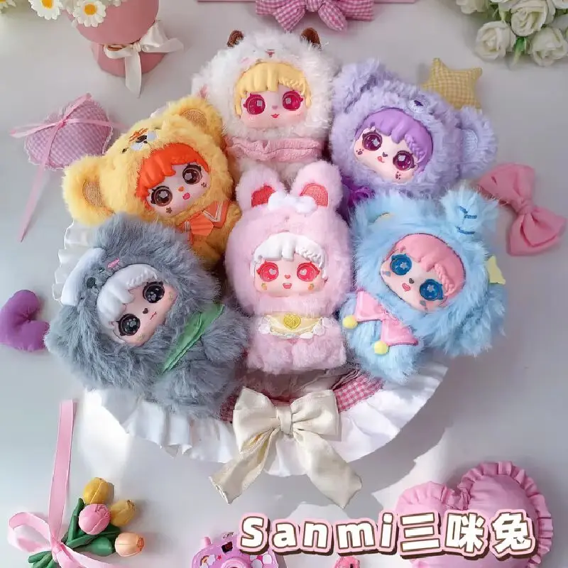 2025 Baby Three Sanmi Little Treasure Hand In Hand Serie Plüsch Blind Box Niedliches Mini Plüschtier Desktop Ornament Kawaii Spielzeug Geschenke