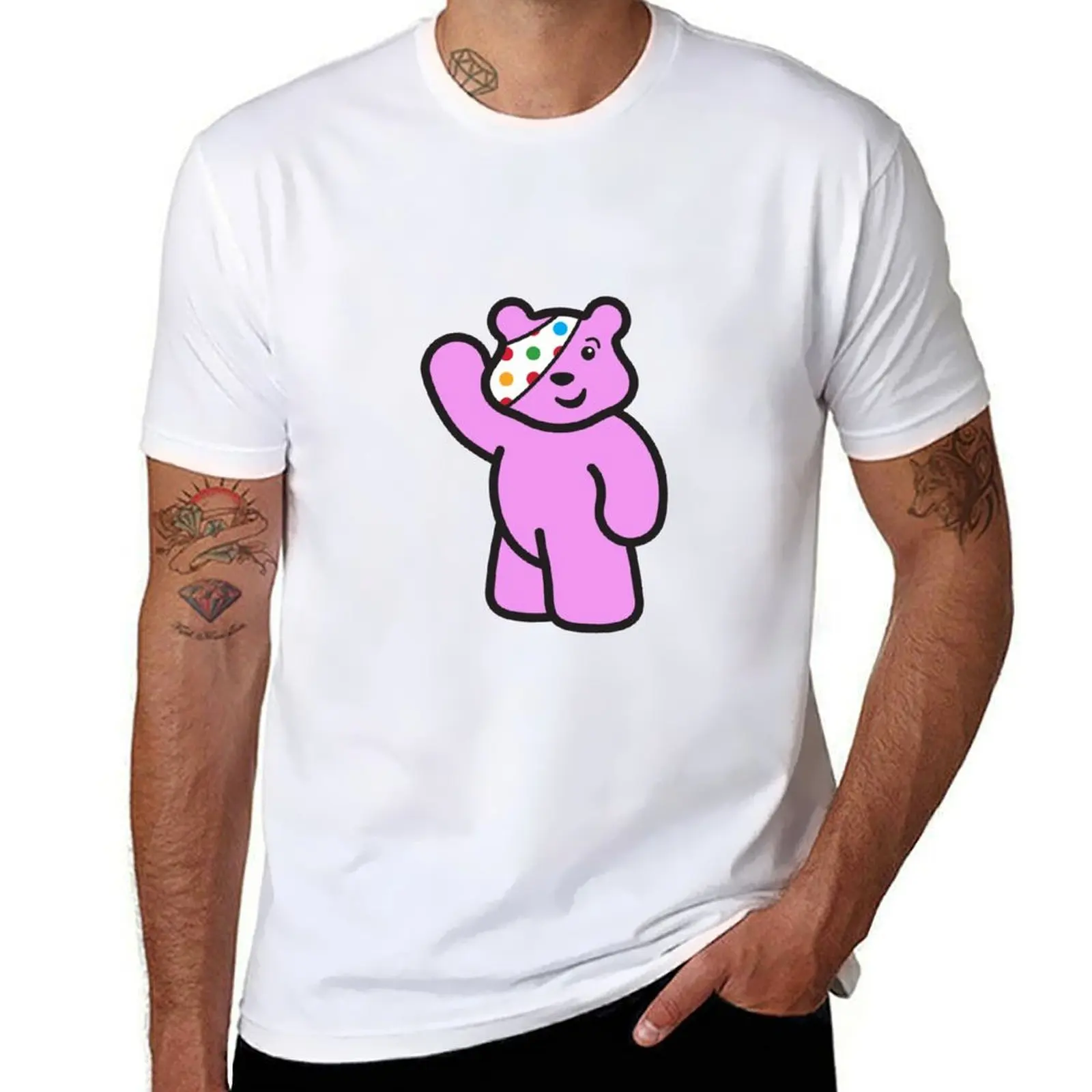 

Pink Pudsey Bear T-Shirt cotton t shirt pack t shirts for man cotton T-Shirt