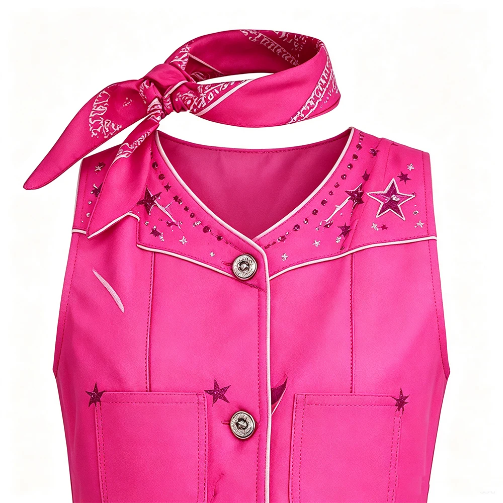 Rosa Cowgirl-Kostüm für Mädchen, Outfit-Set mit Cowboyhut, Weste und Hose, Bandana, Halloween-Kostüme, Geburtstagsparty, Cosplay – Detail 4