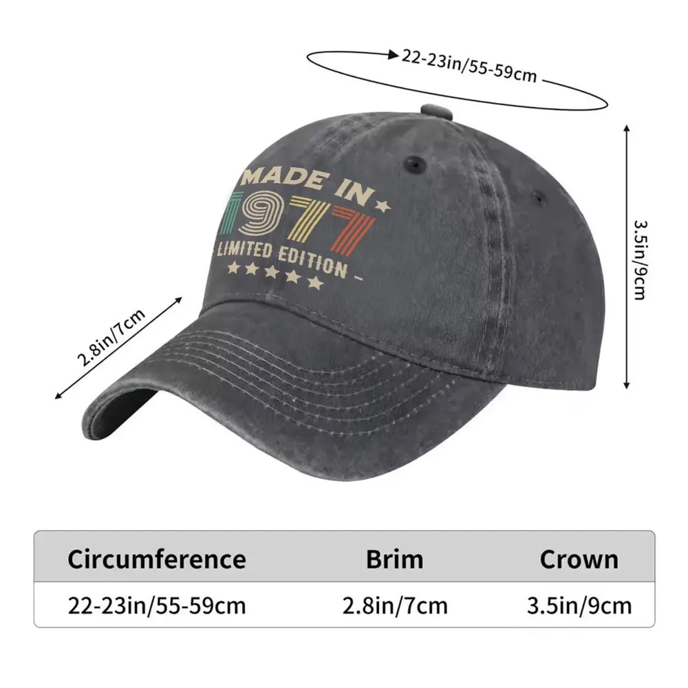 Made-In-1977-Limited-Edition-Washed-Baseball-Cap-Unisex-Adjustable-Breathable-All-Season-Casual-Gift