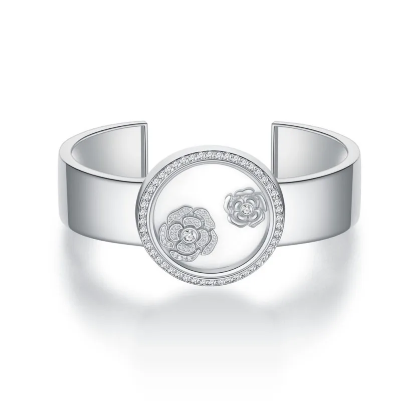 

ZOCA Quality Brand Pure 925 Sterling Silver Flower Bangle For Women Wedding Jewelry Around Rivet Bangle