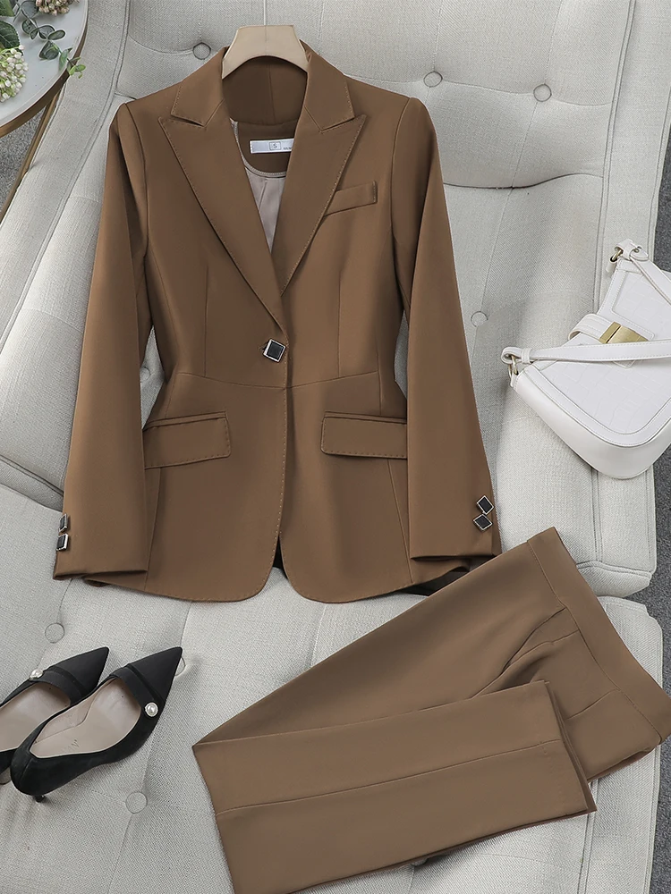 Autumn Winter Women PantSuit Office Ladies Female Business Work Wear 2 Piece Set Formal Blazer Jacket And Trouser ensemble femme
