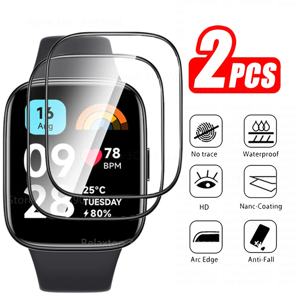 2Pcs Protector Case for Xiaomi Redmi Watch 3 Active Smart Watch Screen Protector Protective Glass Redmy Watch 3Active Soft Flims