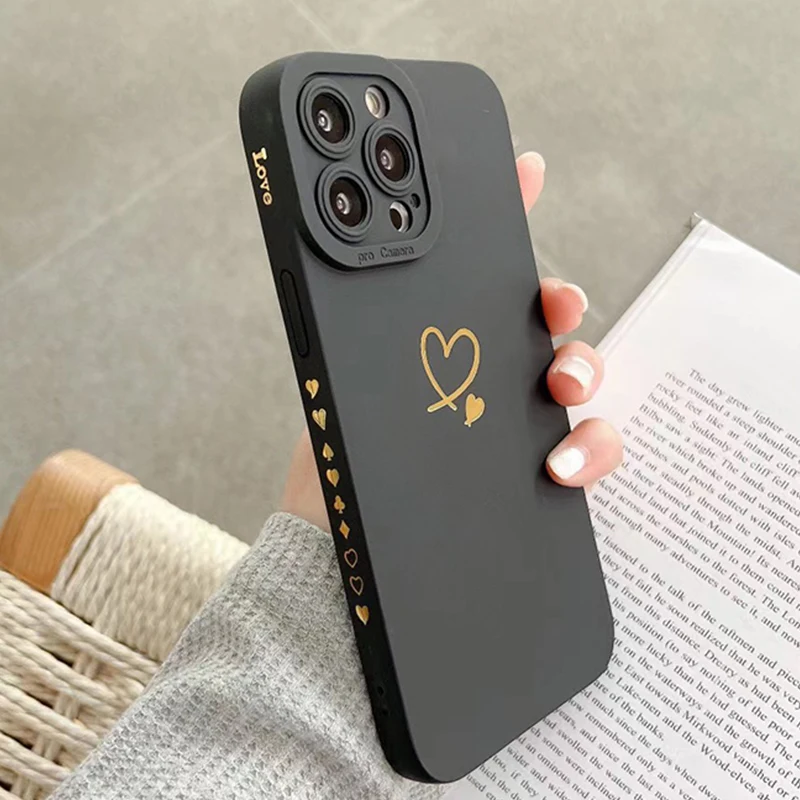 Love Heart Matte Silicone Case For Xiaomi Redmi Note 12 13 Pro Plus 12S 11S 11 10S 10 Redmi 12 13C Soft Shockproof Bumper Cover