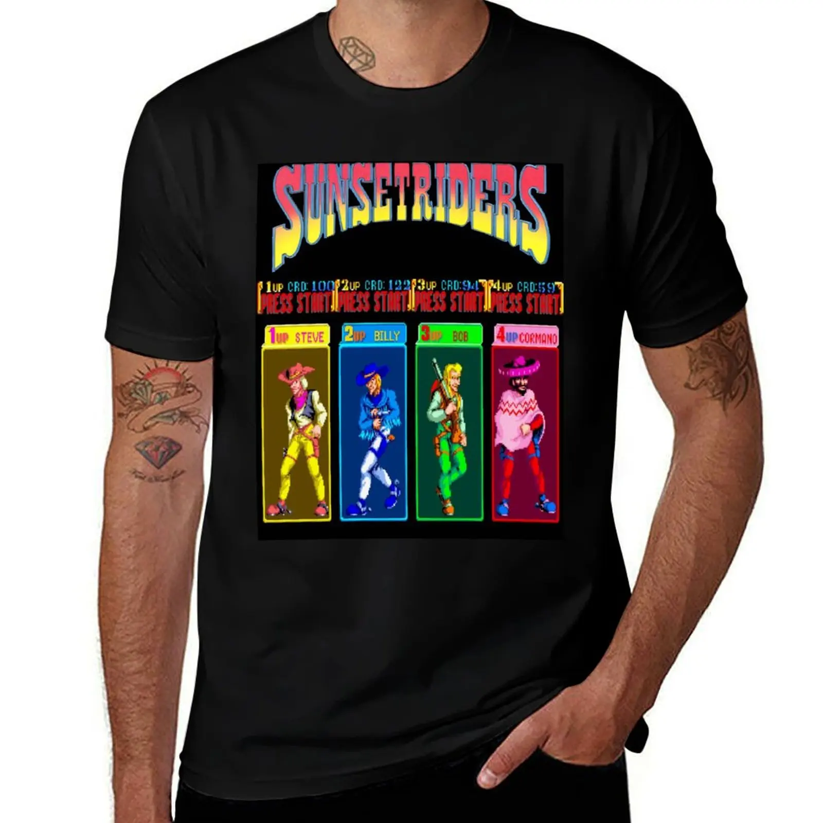 Sunset Riders Character Select T-Shirt Clothing anime t shirts hippie clothes outfits for men