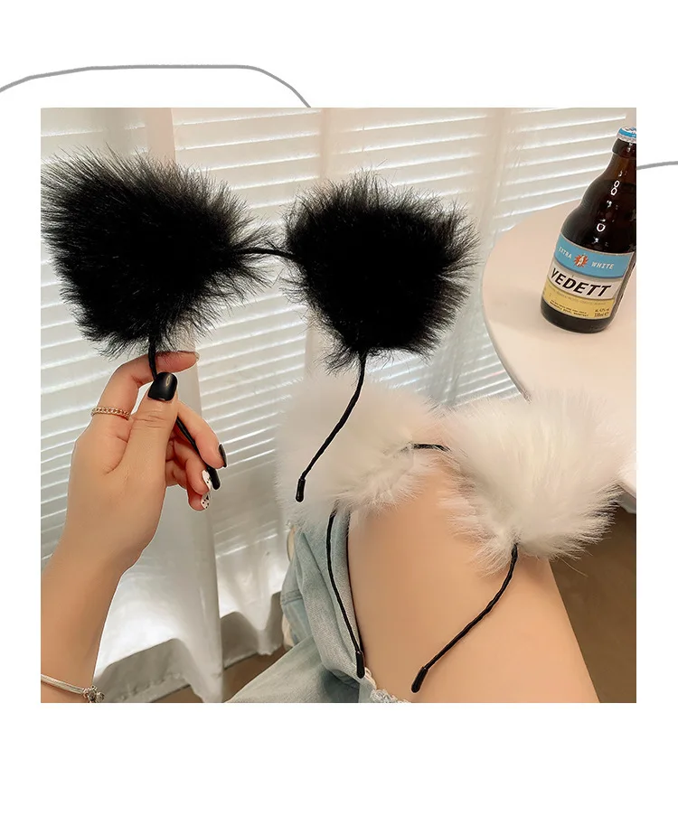 1/2 Stück Plüsch-Katzenohren-Stirnband mit Jingle Bells – weiches, pelziges Cosplay-Zubehör für Halloween, Anime-Partys und Fotoshootings. – Detail 4