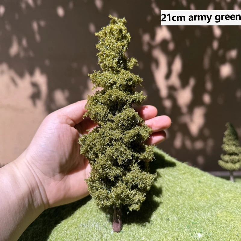 

10pcs/bag Army green Model Pine Tree plastic deep green tree DIY sand table platform landscape 1/64 train railway layout