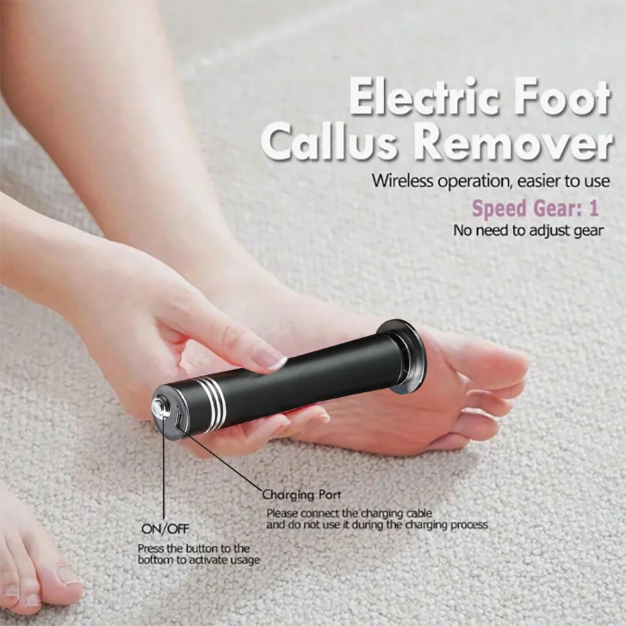 Rechargeable Electric Foot File, Wireless Callus Remover With 3 Replacement Heads And 3 Sandpapers, Multifunctional Personal Foo