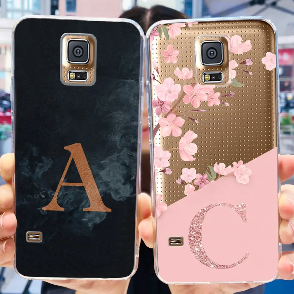 For Samsung Galaxy S5 Case SM-G900F S 5 Cover Fashion A Z Letters Clear Silicone Soft Funda For Samsung S5 Neo i9600 Bumper 5.1\