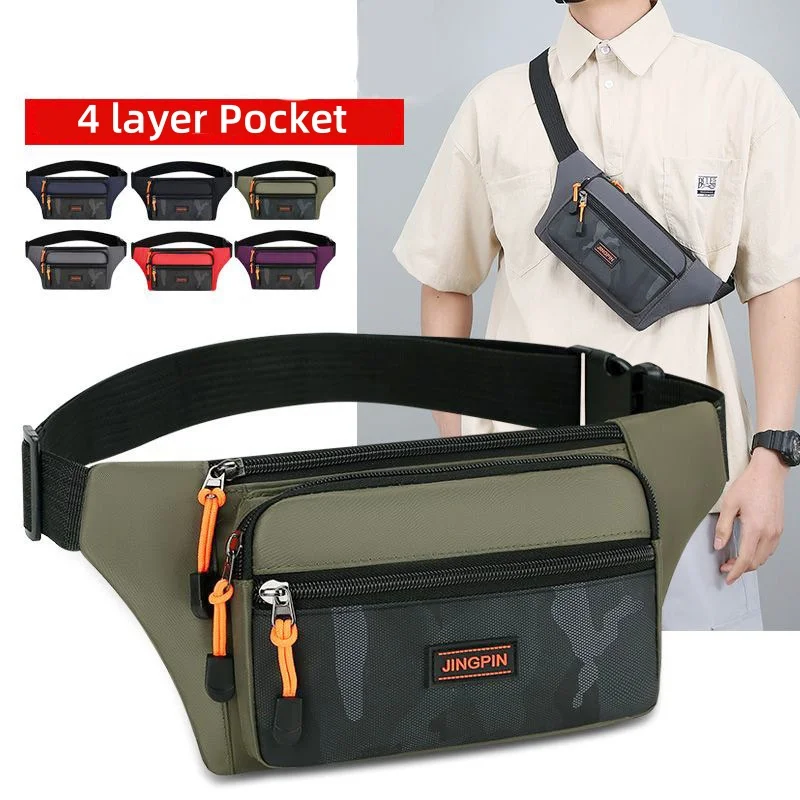 

Waterproof High Density Nylon Waist Pack Men's Crossbody Sling Shoulde Bag Lightweight Wear Resistant Outdoor Sports Chest Bag