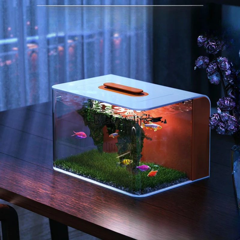 

LD6Desktop Living Room Small Integrated Change Water Super White New Ecological Fish Globe Landscape Aquarium