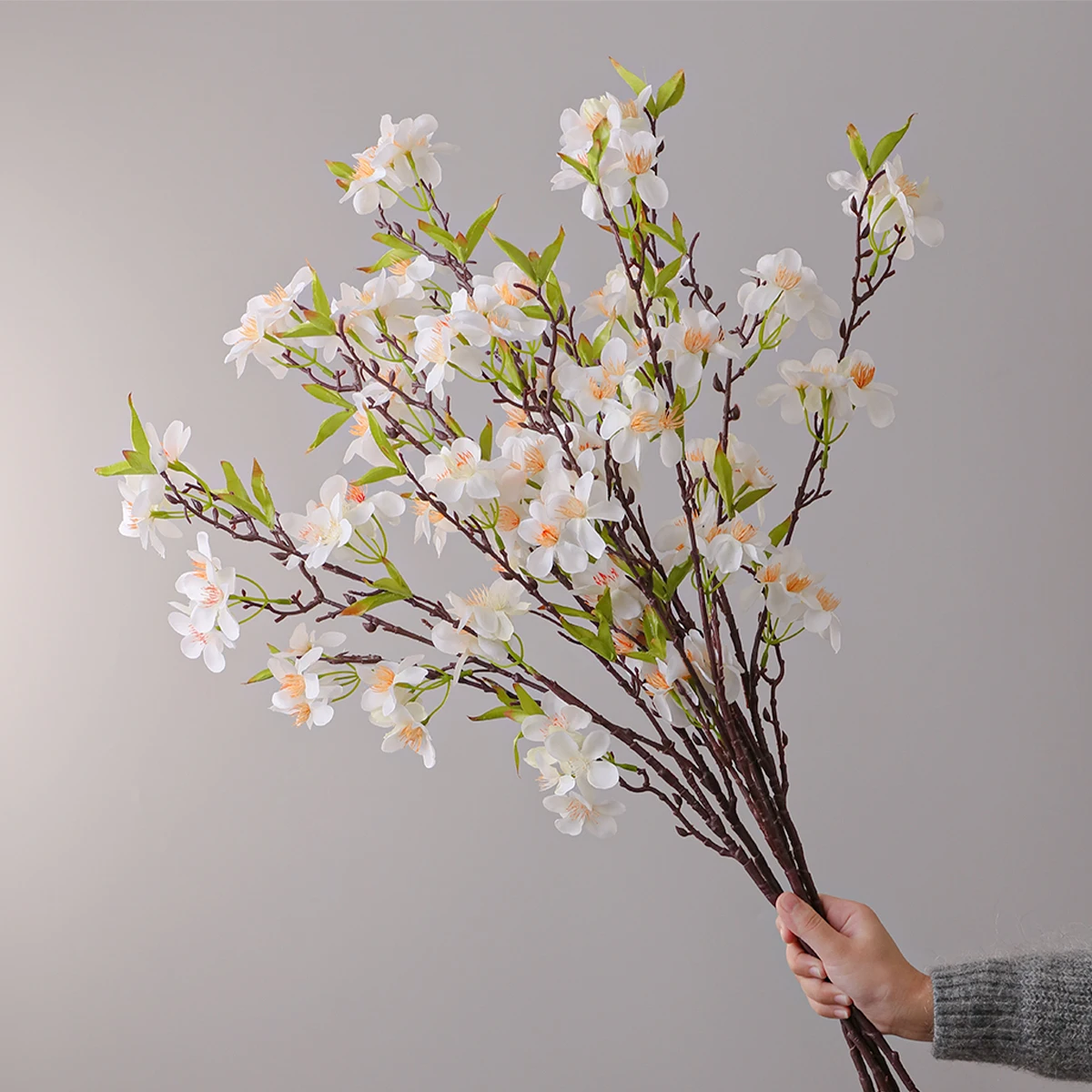XIYA FLOWER  Cherry Artificial Flowers Sakura Artificial Branchs White Pink Spring PE Material Indoor Garden & Home Decor