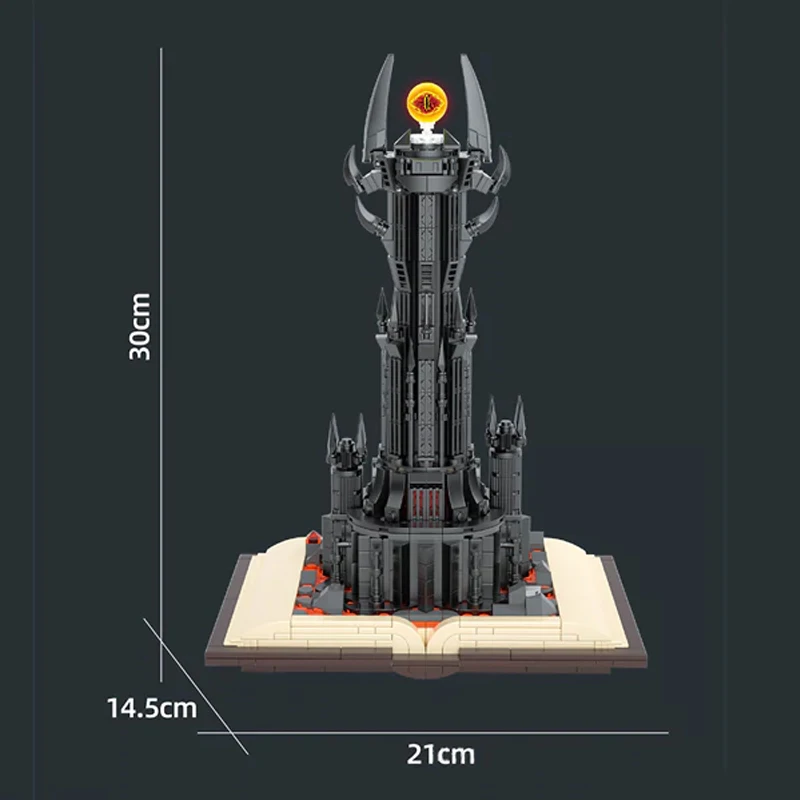 969PCS  Lords Rings Building Blocks Magic Movie Gastle on Book Sauron Eye Model LED Assemble Brick Collection Toy Boy Kids Gifts