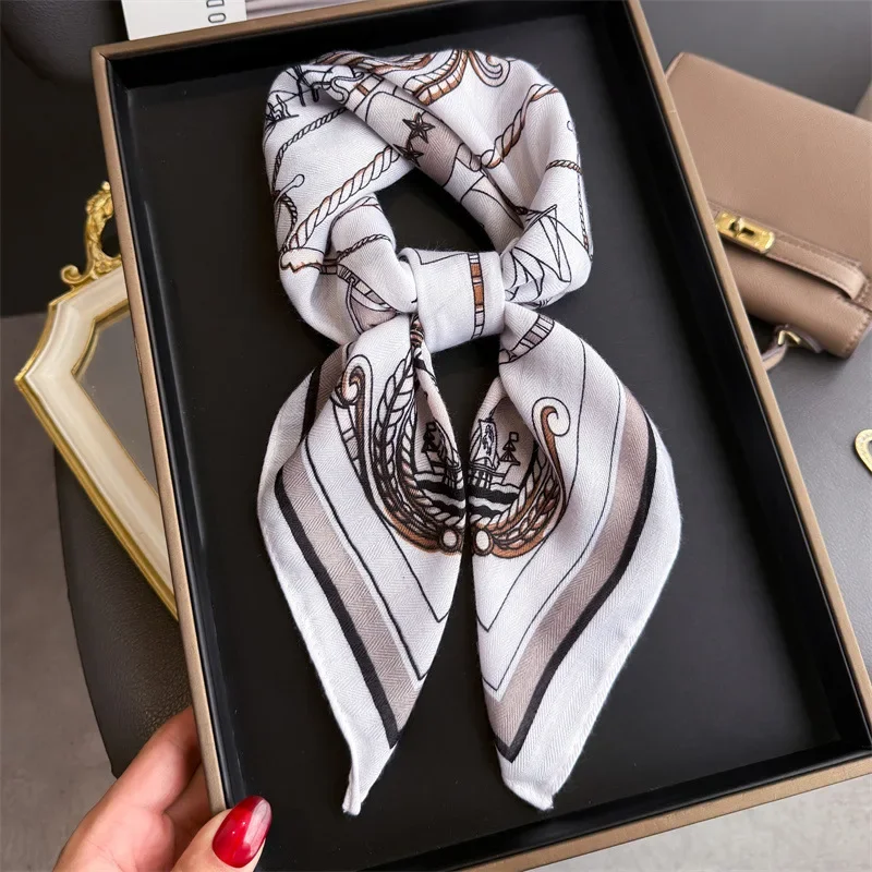 

Linen-Cotton Print Square Scarf Women Neck Tie Female Hair Bandana Headkerchief Shawl Wrap Hijab Echarpe