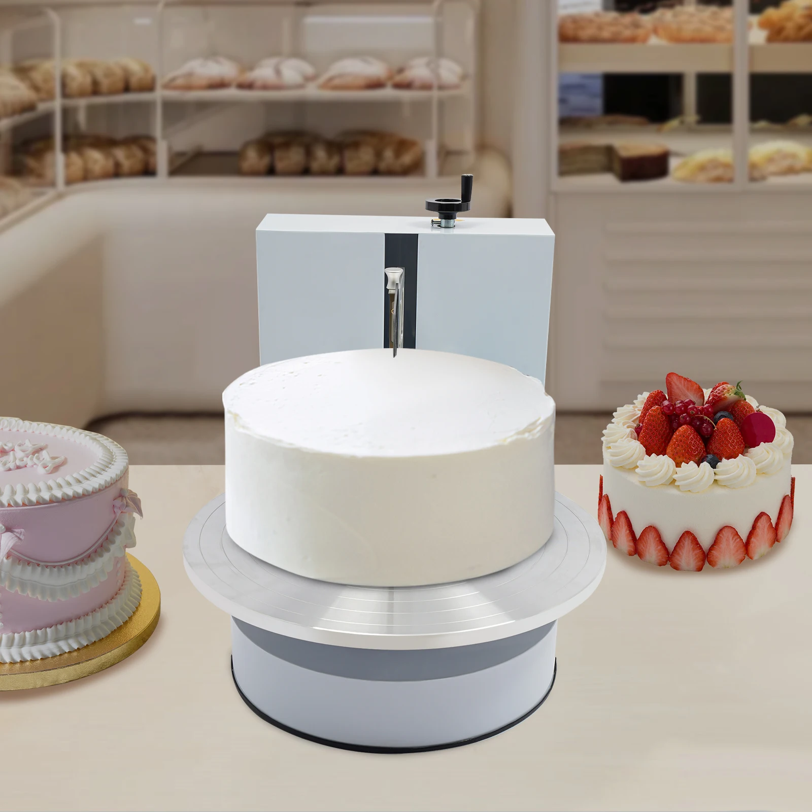 

200W Freestanding Cake Butter Cream Coating Smoothing Scraping Decorating Coating Machine For Christmas Parties Weddings, Stores