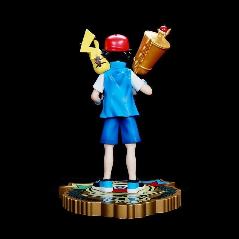 2024 nowy Model Ash Ketchum mistrza Pokemon Pikachu 28cm bohaterowie kreskówek wokół kolekcja modeli z pcv ozdoby na biurko prezentów