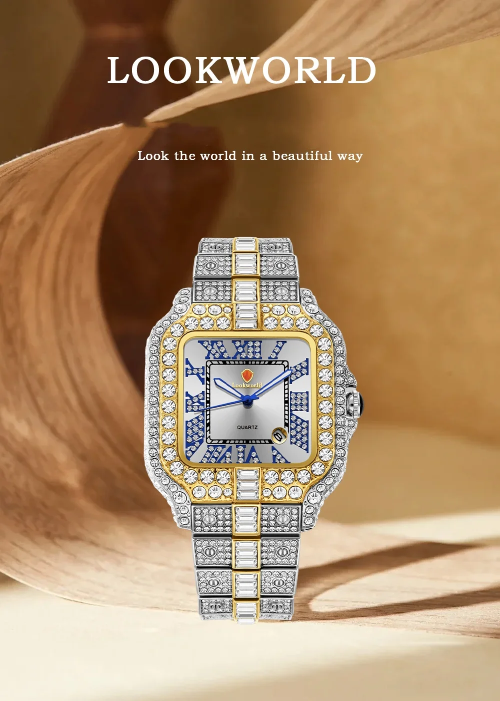 Nuovo orologio al quarzo impermeabile di lusso per uomo e donna con diamanti d'acqua impreziosito da orologi da uomo e da donna