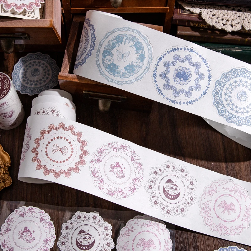 

Journal GO 7.5x200cm Vintage Lace Aesthetic Tape Stickers Planner Card Craft Scrapbooking Material Junk Journal Masking Tape