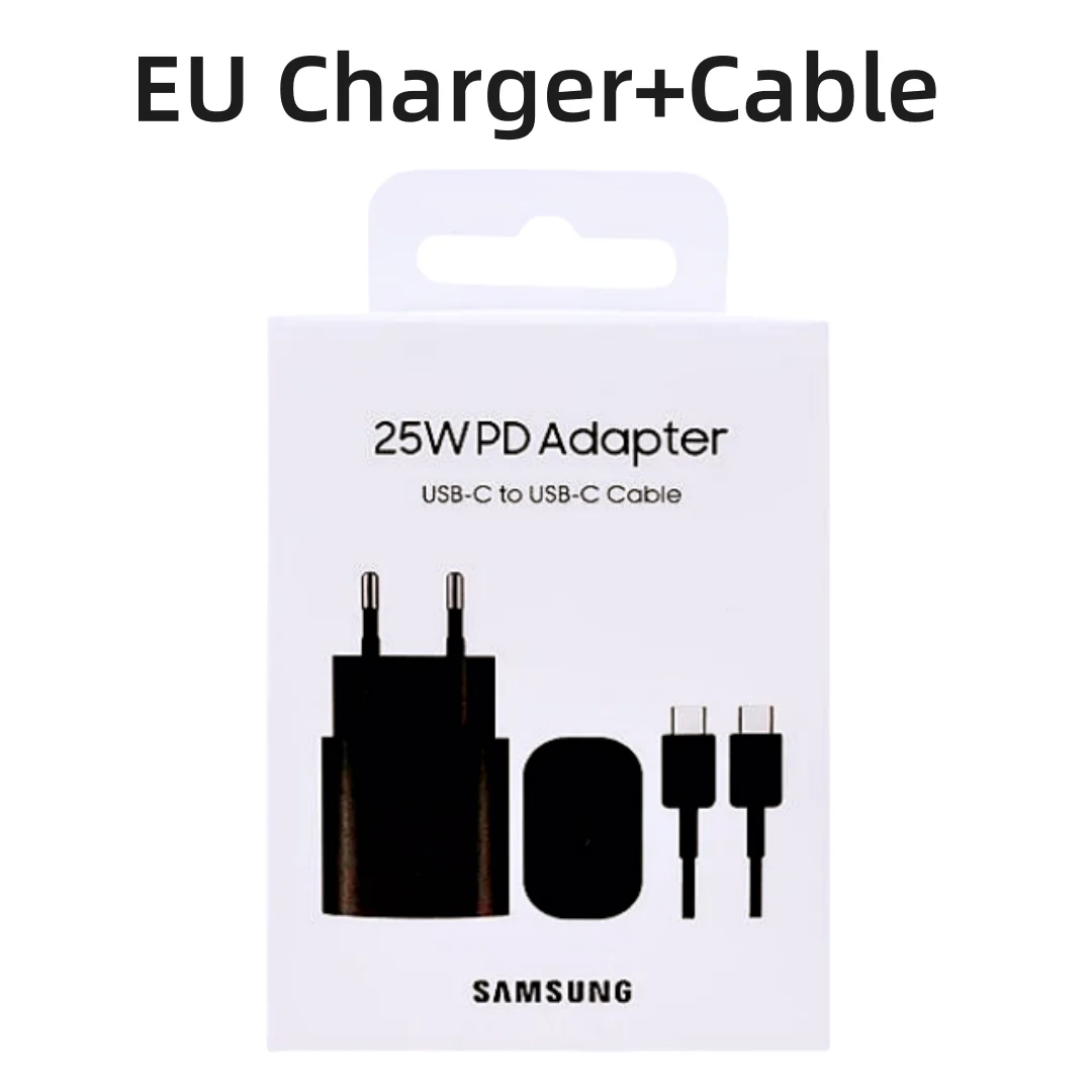 Originele Samsung 25W Oplader Super Fast Charge Type-C EU Adapter Voor Galaxy S23 S22 Plus S21 S20 FE Note 20 10 + A54 A34 5G Telefoon