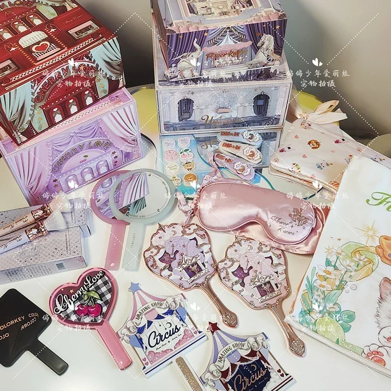 

PP Huawing Mirror Peripheral Hand-Held Mirror Mirror Single-Angle Circus Journal Book Cherry Eye Mask Cosmetic Case Gift Box