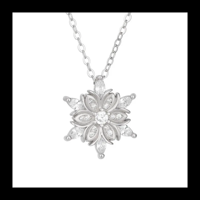 S925 الفضة رائعة شكل ندفة الثلج مطعمة قليلا الزركون ins نمط عيد الميلاد نمط قلادة المرأة تصميم الشعور قلادة