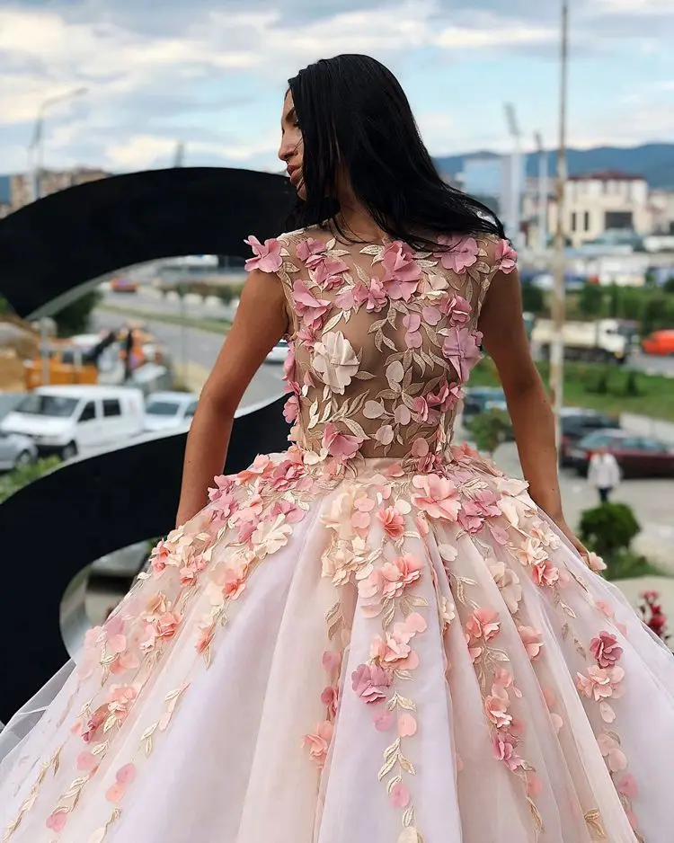 ToBeBridal-Vestidos florales 3D para Quinceañeras, traje De baile De encaje bordado De malla colorida, 2023, WQ9742