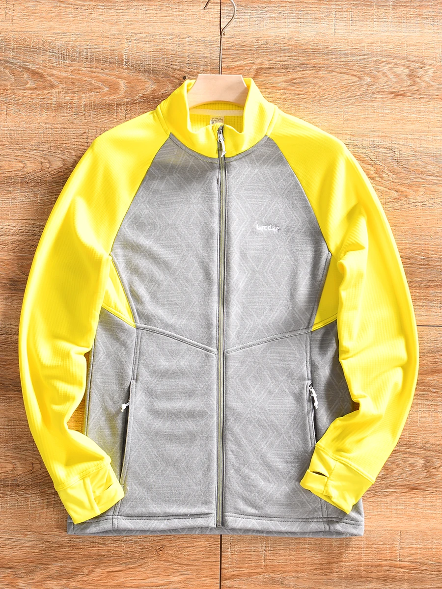 3D Tailored Fleece Jacket Quilted Grid Velvet Autumn Winter Men Women Outdoor Cycling Sport Middle Layer Grab Fleece Coat
