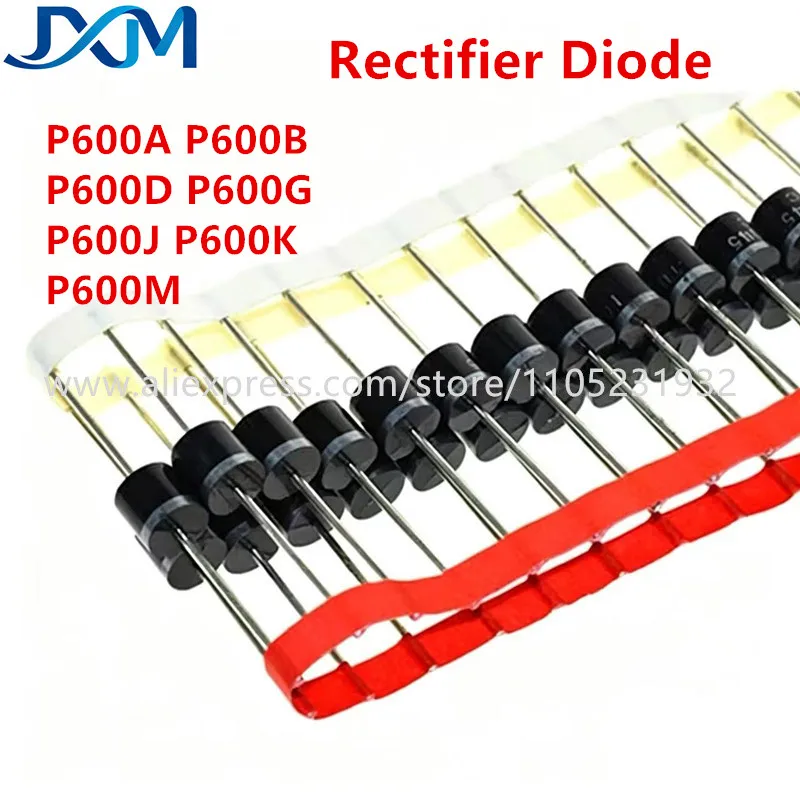 20pcs/lot Rectifier Diode P600A P600B P600D P600G P600J P600K P600M 6A 50V 100V 200V 400V 600V 800V 1000V