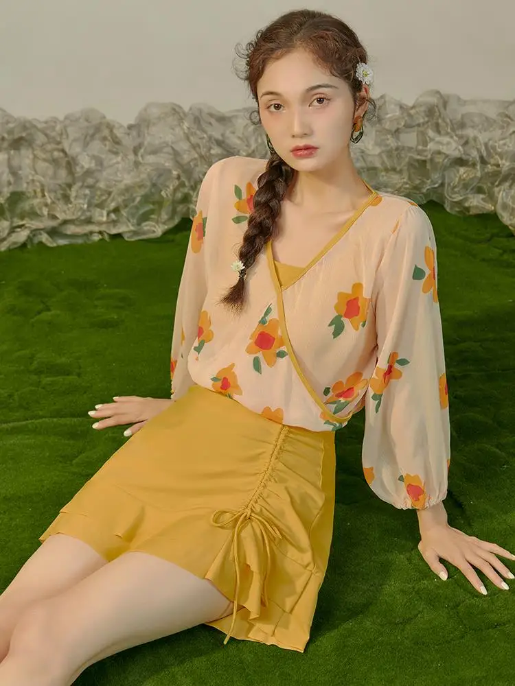 

Women's One-Piece Swimsuit Summer 2023 Long Sve Conservative Belly Covering Thermal Spa Separate Skirt Sle Swimming Suit