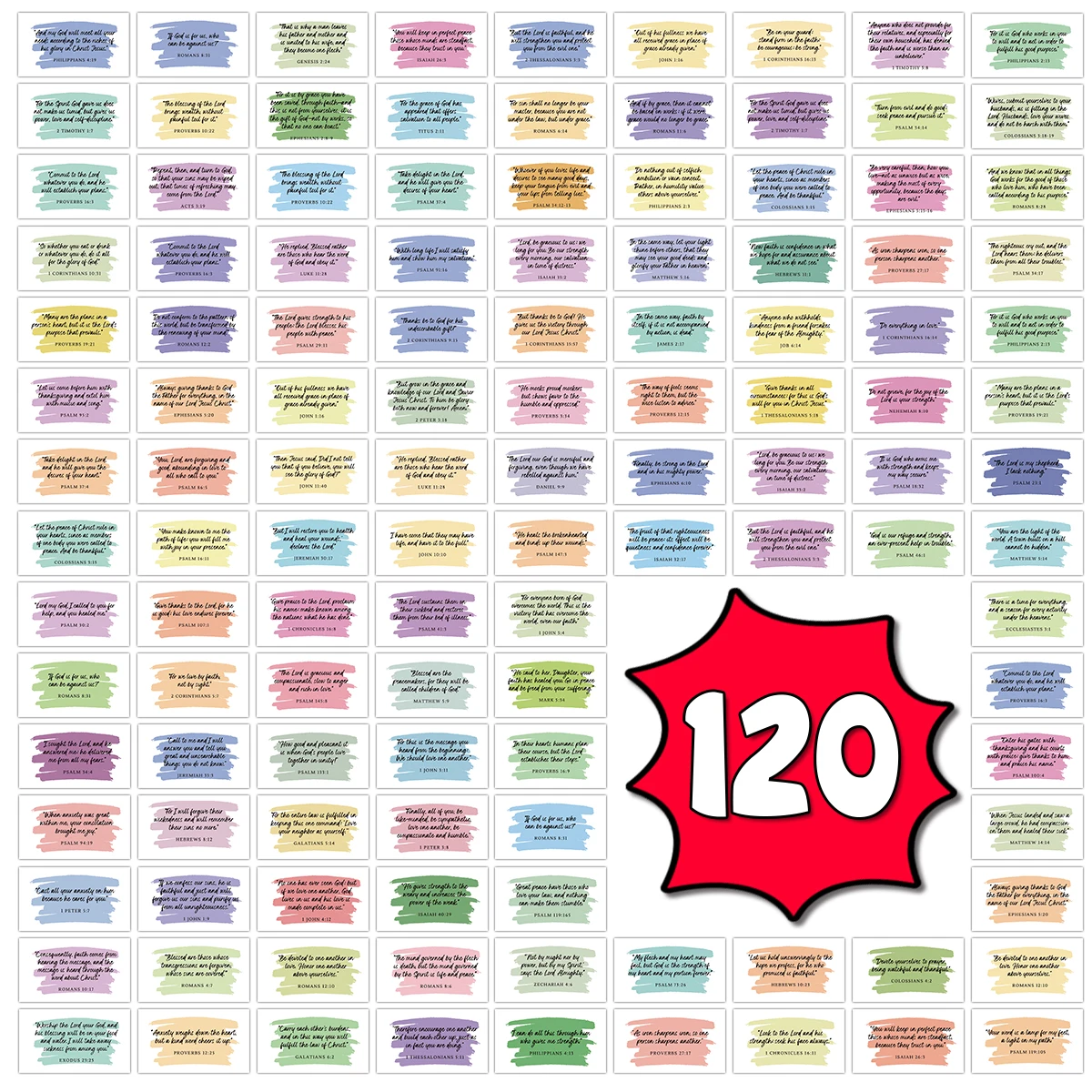 Assortiment de cartes de prière pour versets bibliques, 120 pièces, cadeaux inspirants pour noël, saint-valentin, nouvel an, écriture