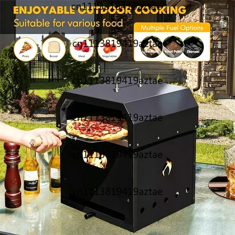 Portable Outdoor 12 Inch Wood Fired Pizza Oven Multifunction Charcoal BBQ Grill
