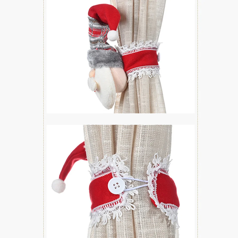 

2Pcs Christmas Curtain Buckle Premium Non-Woven Fabric Fine Quality Cartoon Clasp Belt Home Decor Festive Atmosphere