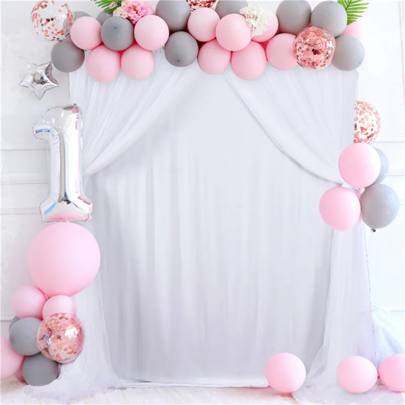 2PCS White Backdrop Curtain for Party Wedding Wrinkle Free Photo Curtains Backdrop Drapes Fabric Decoration for Baby Shower