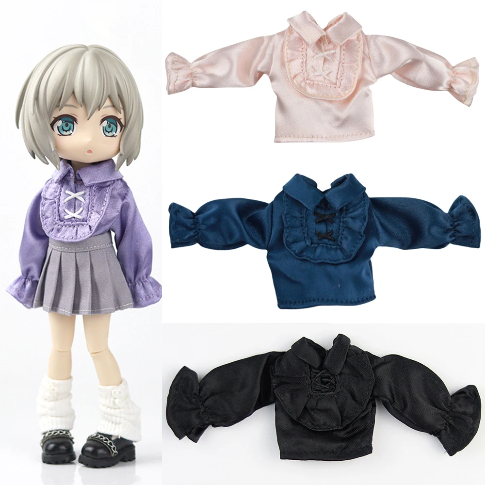 Ob11 Doll Gothic Solid Color Long-Sleeved Shirt 1/12 Bjd Doll European Style Clothes For P9 P10 Ob11, Obitsu 11, Molly, Gsc