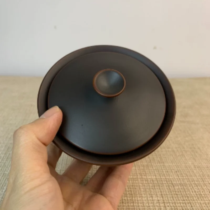 Traditional China Classical Pottery Gaiwan - Hand Carved Relief Baifu, 180ml Tea Cup Tea Table Accessory