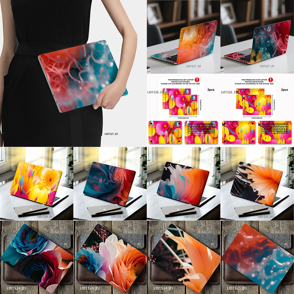 

Neon Flower Laptop Skin Sticker, Waterproof Vinyl Decal for 12-17 inch MacBook HP Lenovo Dell Notebook