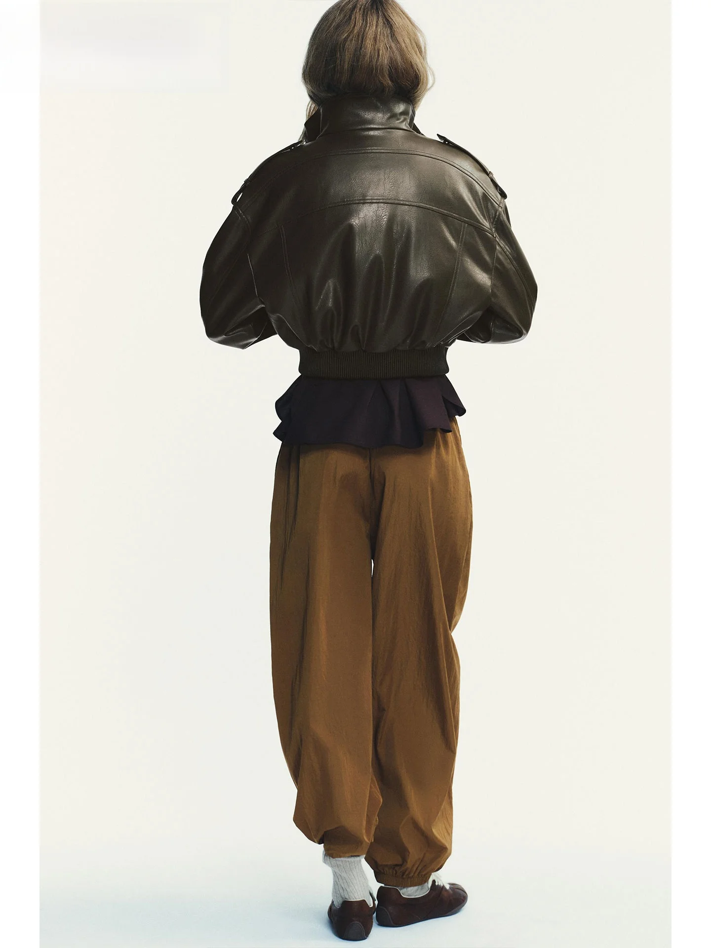 ZAPRHA Faion Casual Leather Look Jaet Stehkragen Long Sve Vielseitige Ort-Oberbekleidung für Damen Herbst 2025, Neuankömmling