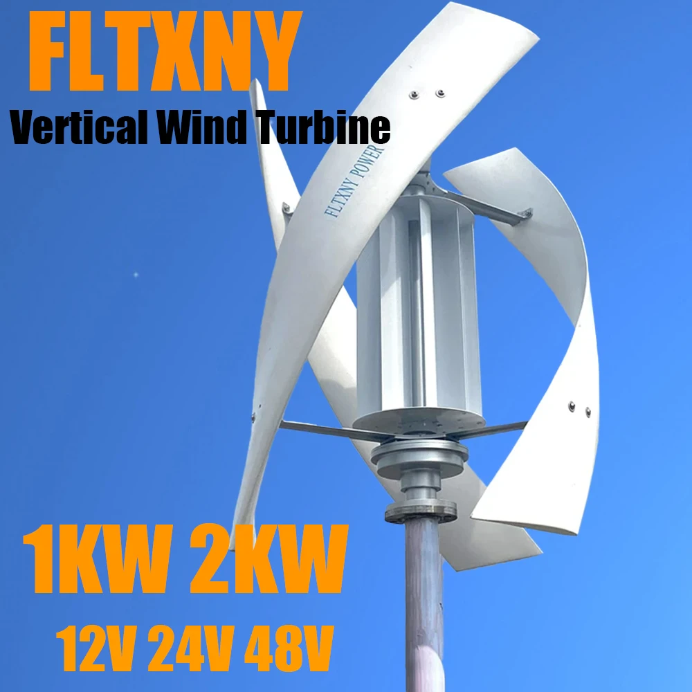 FLTXNY Low RPM Vertical Axis Maglev Wind Turbine Generator 1000W 2000W 24V 48V 3 Blades Free Energy For Homeuse Windmills