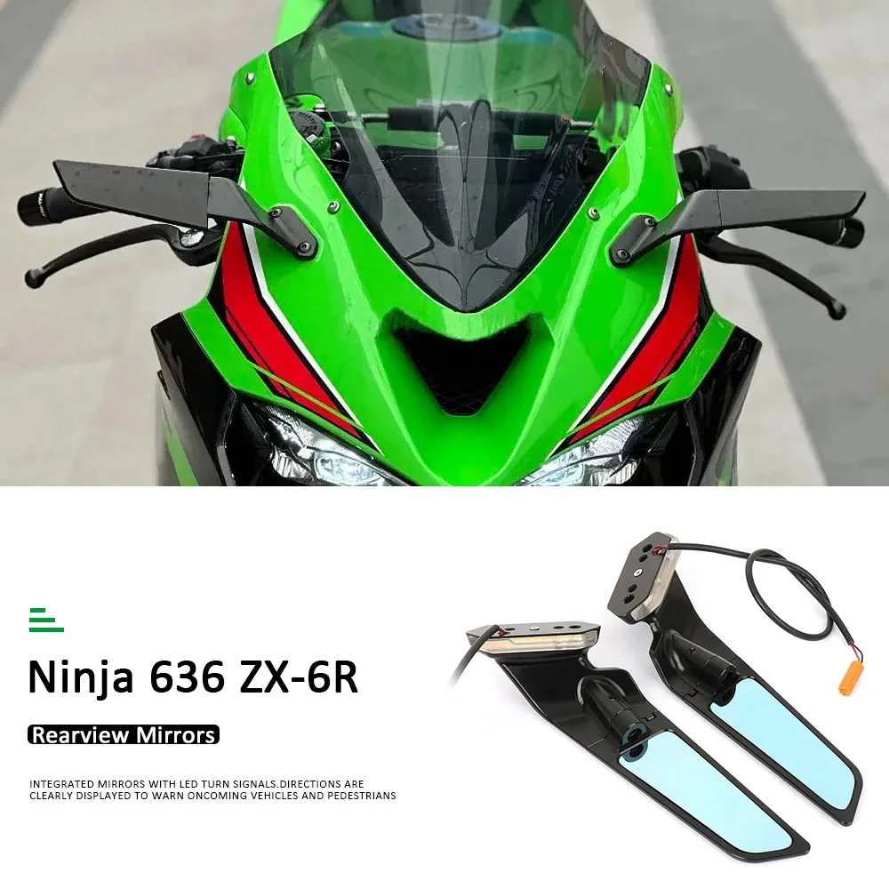 

ZX 6R 2019-2025 Motorcycle For Kawasaki Ninja 636 ZX-6R ZX6R Wind Wing Adjustable Rotating with LED Light Rearview Side Mirrors