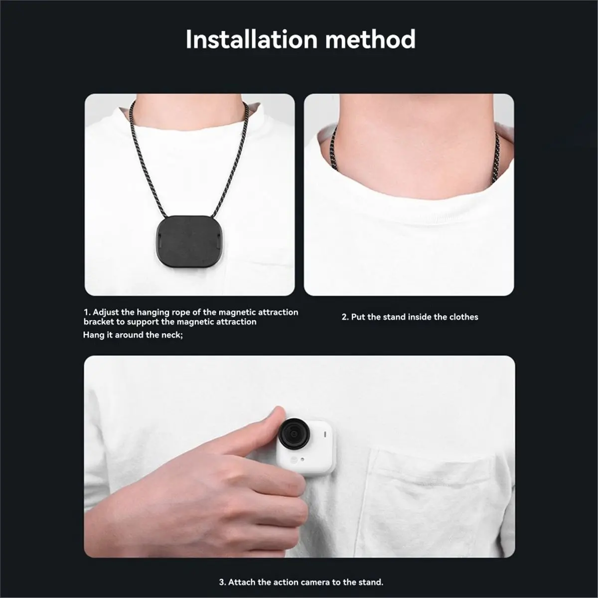 Neck Hold Magnetic Mount for GO Ultra First-Person Perspective Clip Quick Release Bracket Accessories