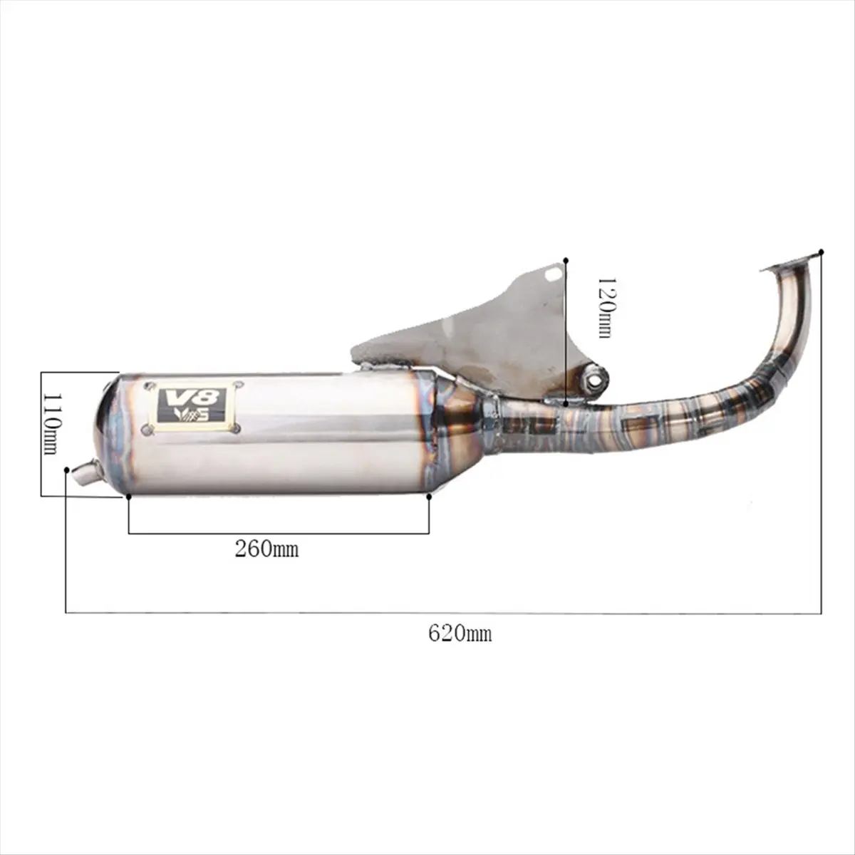 *ESTR Motorcycle Exhaust Pipe V8 Large Displacement for Jog V8 Exhaust System Modified Exhaust Pipe