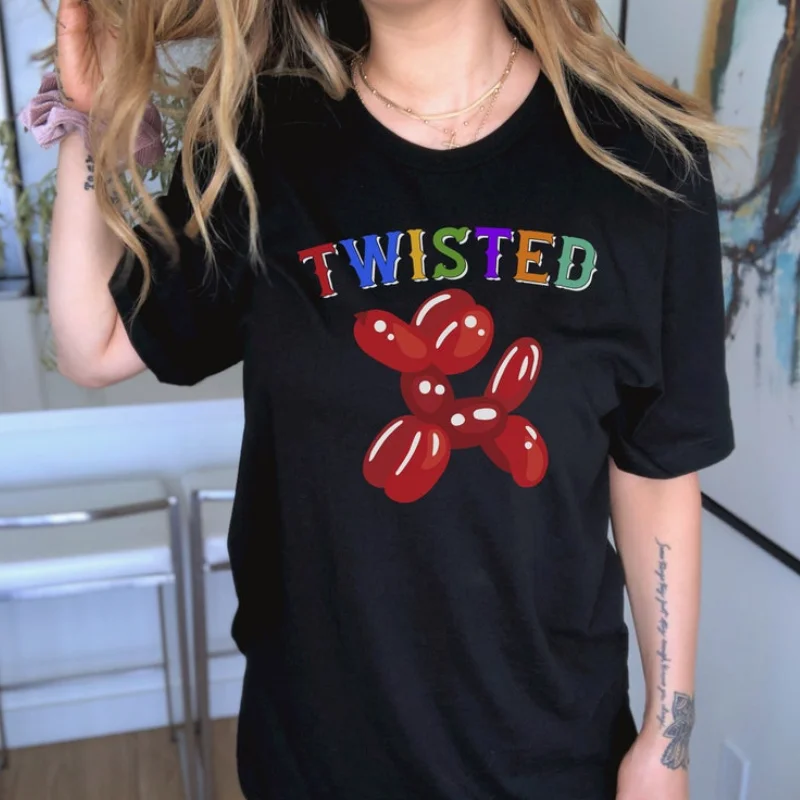 Twisted Balloon Animal Print Shirt Clowncore Shirt Weirdcore Clowncore Clothing Tee Clown Core Aesthetic T-shirt Cotton Shirts